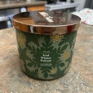 New bath and body works iced winter balsam three wick candle